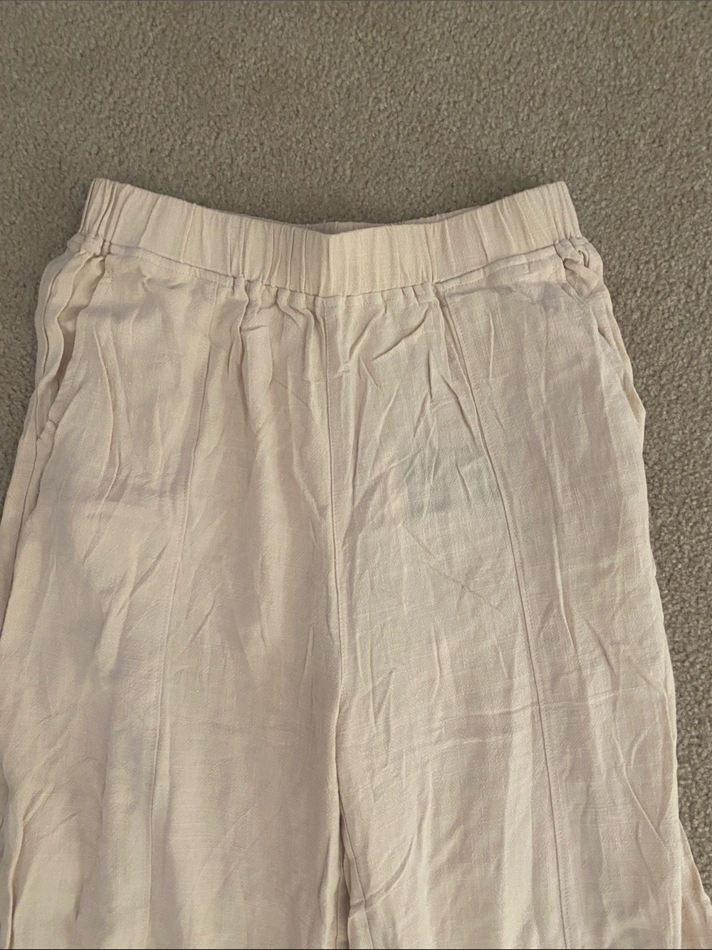 MEDIUM. HALARA MIDRISE LINEN WIDE LEG CASUAL PANTS - Picture 6 of 9